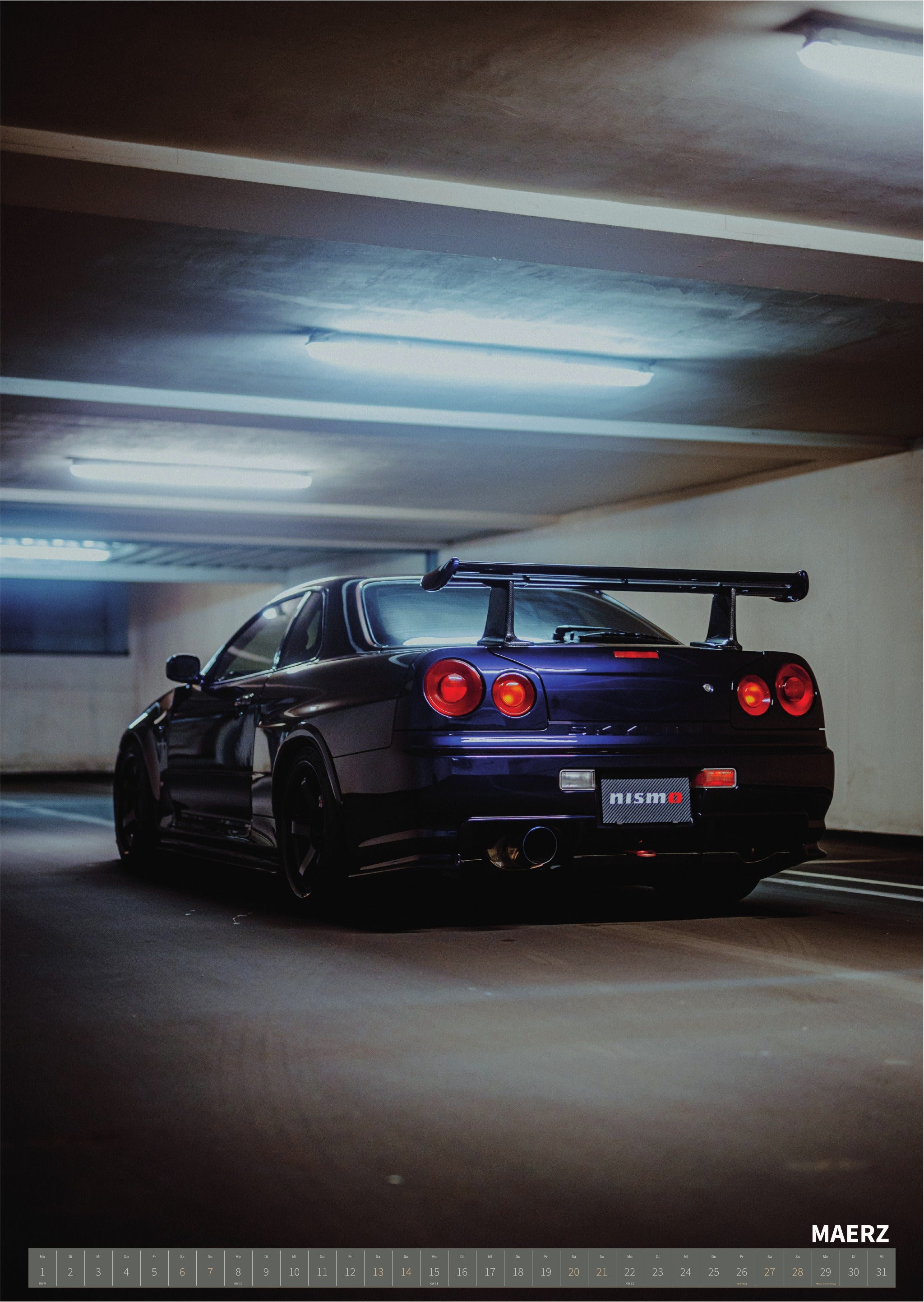 R34 GT-R CRS MPIII Kalender 2027 Portrait – Kalenderblatt maerz