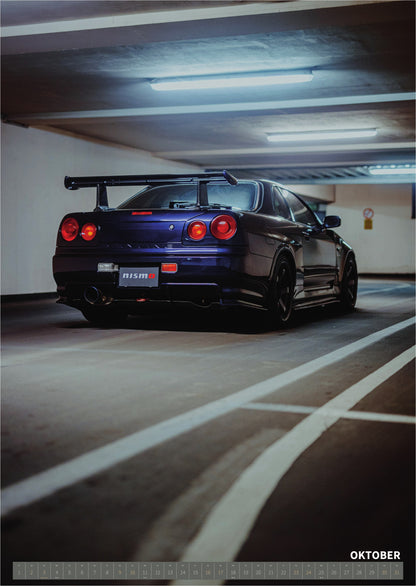 R34 GT-R CRS MPIII Kalender 2027 Portrait – Kalenderblatt oktober