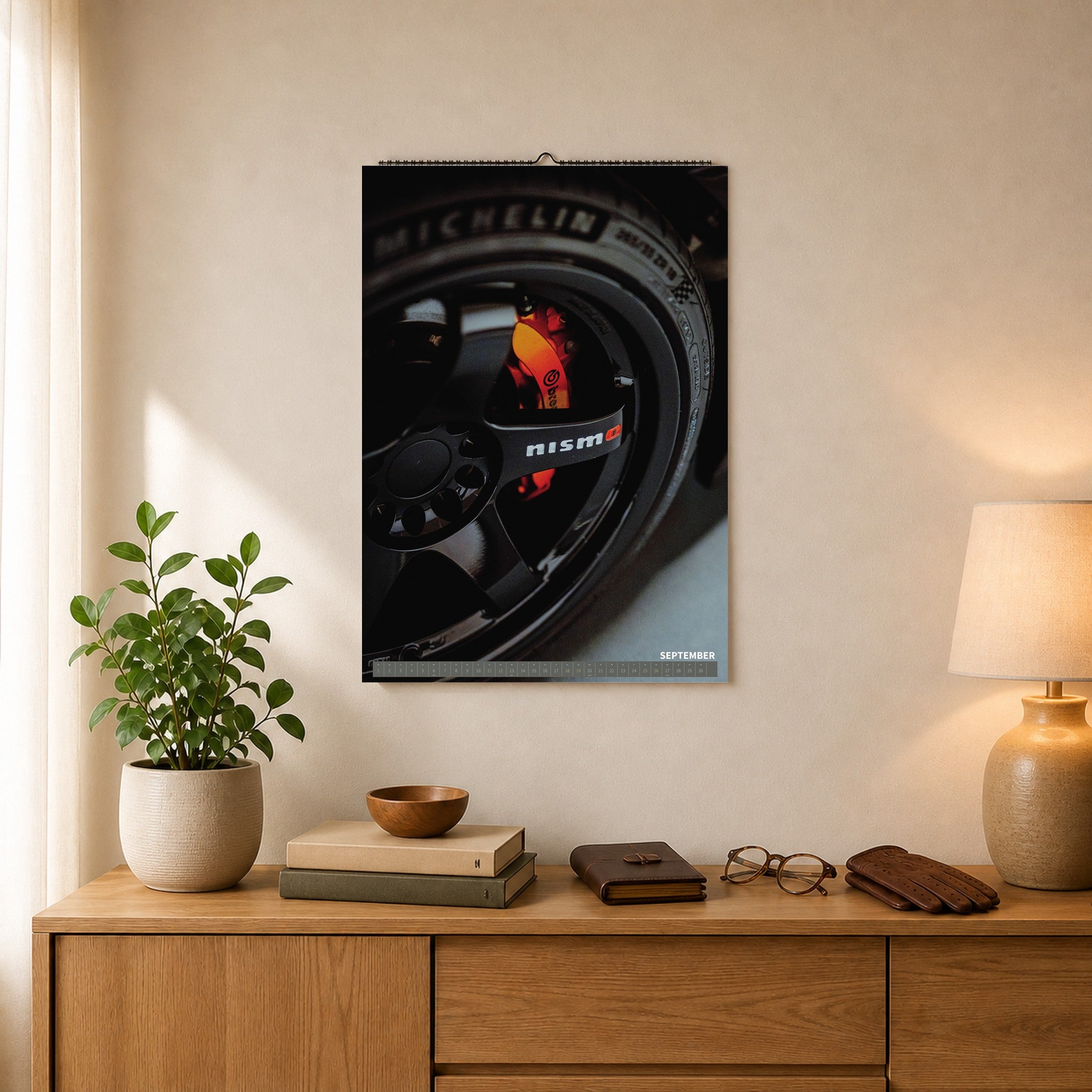 R34 GT-R CRS MPIII Kalender 2027 Portrait – Kalenderblatt september als A2-Mockup