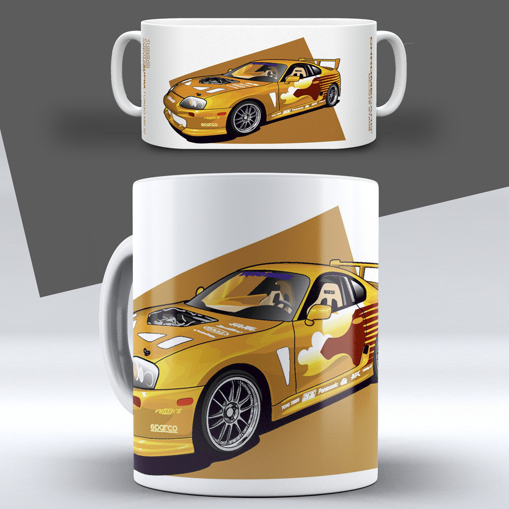 Slap Jack’s Supra – Concept Sketch auf einer Tasse – Vorder- und Seitenansicht