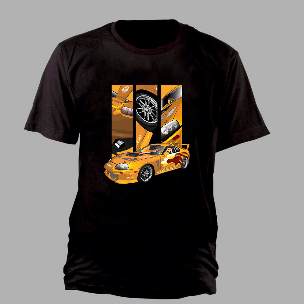 Slap Jack’s Supra – Detail Triptych auf einem T-Shirt