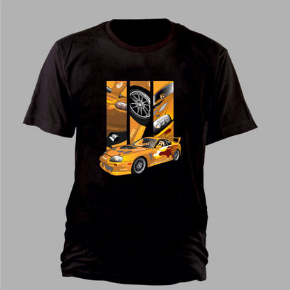 Slap Jack’s Supra – Detail Triptych auf einem T-Shirt