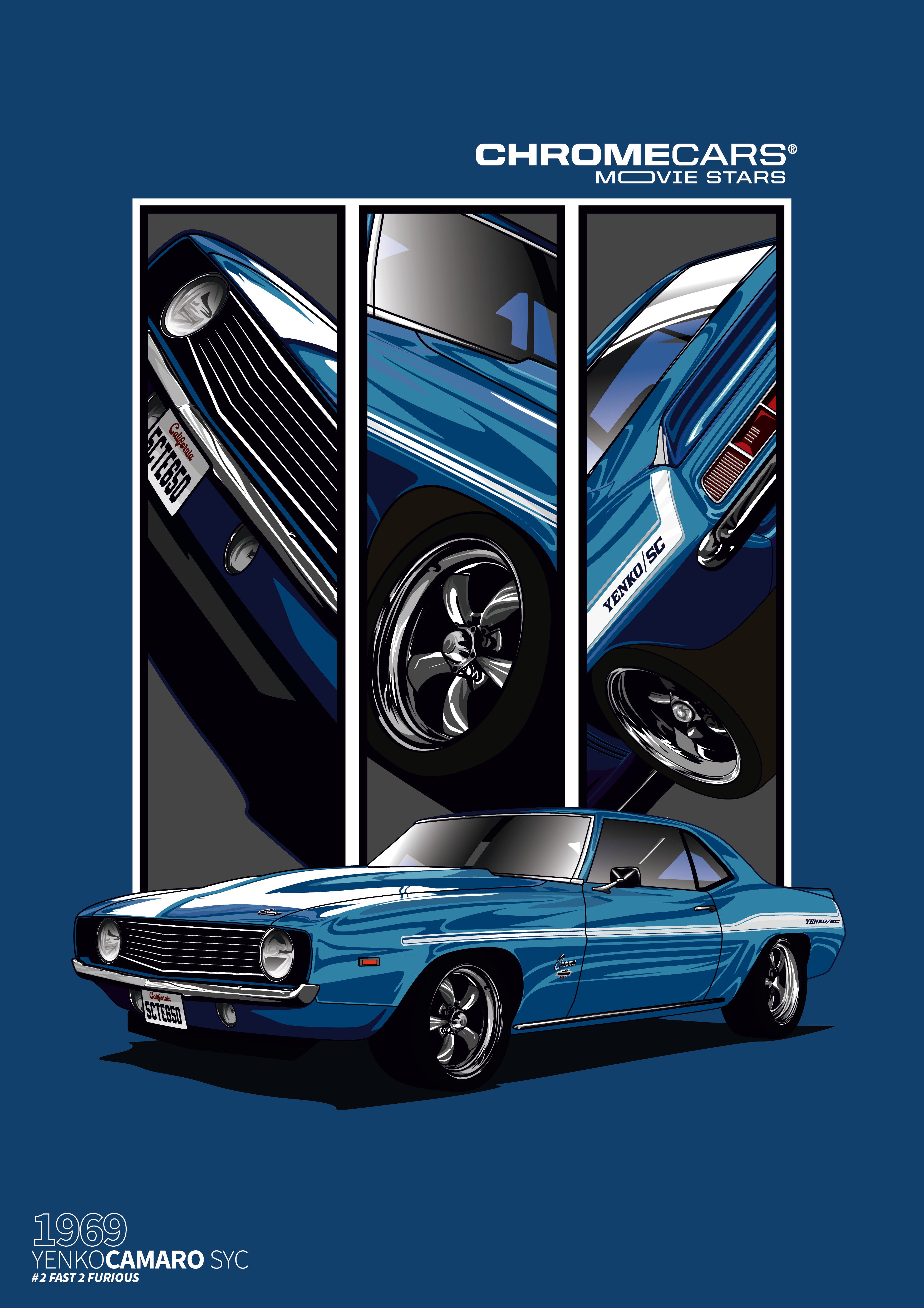 Yenko Camaro – Detail Triptych als Poster – vollständige Motivansicht